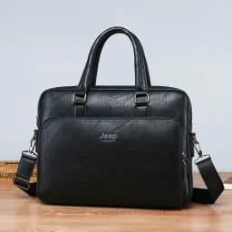 JEEP BULUO High Quality 14 In Laptop Business Bag Men Briefcases For Man Handbags Split Leather Office Large Capacity Bags