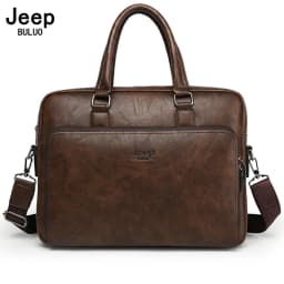 JEEP BULUO High Quality 14 In Laptop Business Bag Men Briefcases For Man Handbags Split Leather Office Large Capacity Bags