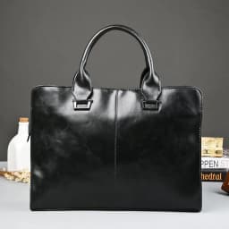 Men's Business office Briefcase Computer Laptop Handbag male Top PU Leather Tote man Large Solid Shoulder bags Black Vintage bag