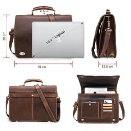 CONTACT'S Business Men Briefcase Crazy Horse Leather Shoulder Messenger Bags Luxury Brand Latop Bag for 15.6 inch Tote Handbags