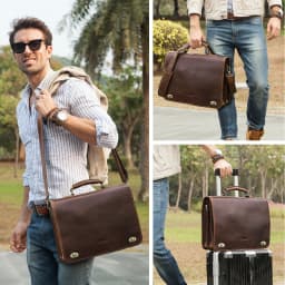 CONTACT'S Business Men Briefcase Crazy Horse Leather Shoulder Messenger Bags Luxury Brand Latop Bag for 15.6 inch Tote Handbags