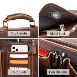 CONTACT'S Business Men Briefcase Crazy Horse Leather Shoulder Messenger Bags Luxury Brand Latop Bag for 15.6 inch Tote Handbags