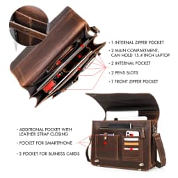 CONTACT'S Business Men Briefcase Crazy Horse Leather Shoulder Messenger Bags Luxury Brand Latop Bag for 15.6 inch Tote Handbags