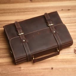 NASVA Genuine Leather Men's Briefcase Retro Handbag Shoulder Laptop Bags Office Bags Document Bags