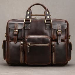 Luufan Vintage Crazy Horse Leather Men‘s Briefcase 15.6" Business Handbag Cow Leather Laptop Messenger Bag Big Files Work Tote
