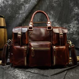 Luufan Vintage Crazy Horse Leather Men‘s Briefcase 15.6" Business Handbag Cow Leather Laptop Messenger Bag Big Files Work Tote
