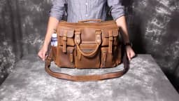 Luufan Vintage Crazy Horse Leather Men‘s Briefcase 15.6" Business Handbag Cow Leather Laptop Messenger Bag Big Files Work Tote