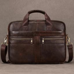 Luufan Genuine Leather Men's Business Handbag 15" Laptop Briefcase Bag Male A4 Document Shoulder Message Computer Bag Work Tote