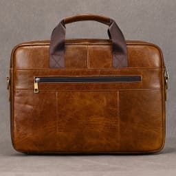 Luufan Genuine Leather Men's Business Handbag 15" Laptop Briefcase Bag Male A4 Document Shoulder Message Computer Bag Work Tote