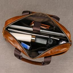 Luufan Genuine Leather Men's Business Handbag 15" Laptop Briefcase Bag Male A4 Document Shoulder Message Computer Bag Work Tote
