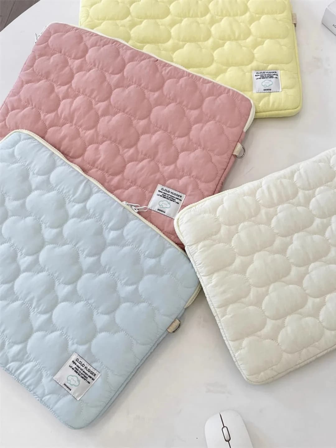 Adorable Cloud Embroidery iPad Tablet Computer Bag Notebook Storage Pouch for 11 13 15 Inch Laptops Digital Accessories