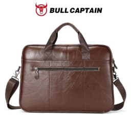 BULLCAPTAIN Men's Genuine Leather Briefcase 15.6 Inch Laptop Bag Business Office Handbag Large Capacity Shoulder Messenger Bag