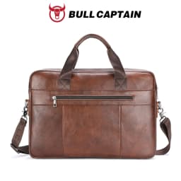 BULLCAPTAIN Genuine Leather Briefcase for Men Vintage Business Laptop Bag Large Capacity Messenger Handbag Shoulder Bag for Work
