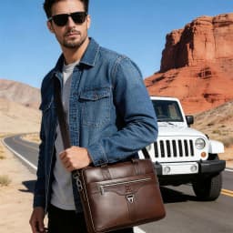 BULLCAPTAIN Genuine Leather Briefcase for Men Vintage Business Laptop Bag Large Capacity Messenger Handbag Shoulder Bag for Work