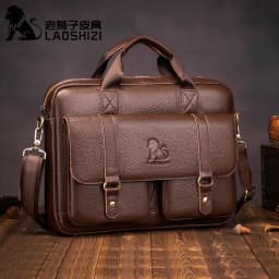 New 100% Genuine Leather Men's Briefcase Laptop Bag Large Capacity Business Handbag Casual Shoulder Crossbody Bags Messenger Bag