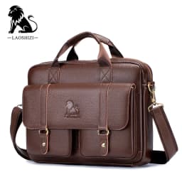 New 100% Genuine Leather Men's Briefcase Laptop Bag Large Capacity Business Handbag Casual Shoulder Crossbody Bags Messenger Bag