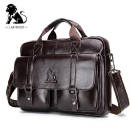 New 100% Genuine Leather Men's Briefcase Laptop Bag Large Capacity Business Handbag Casual Shoulder Crossbody Bags Messenger Bag
