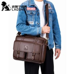 New 100% Genuine Leather Men's Briefcase Laptop Bag Large Capacity Business Handbag Casual Shoulder Crossbody Bags Messenger Bag