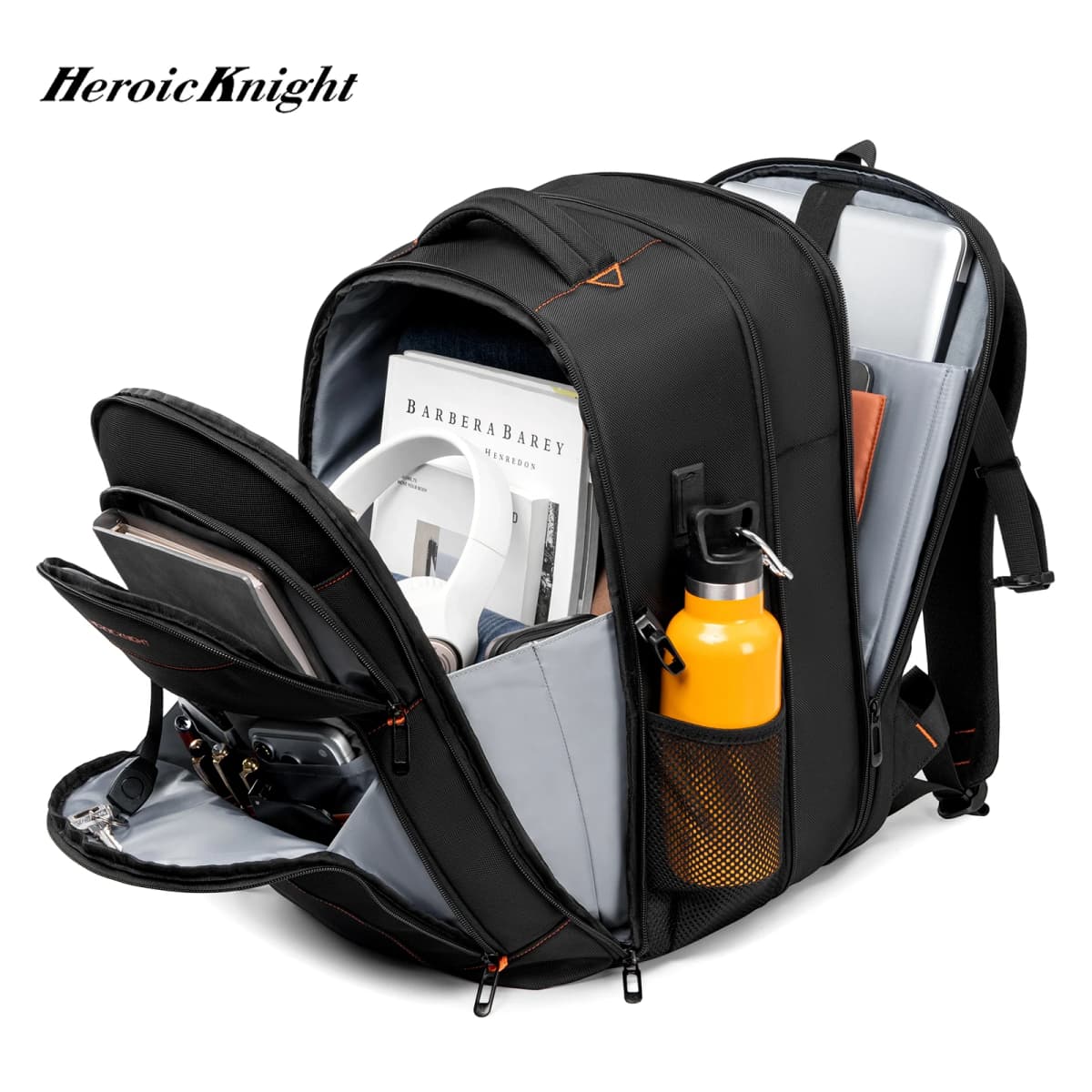 Heroic Knight Multi-function Business Backpack For Men Travel Expandable 17.3" Laptop Bag USB Waterproof Stylish College Daypack