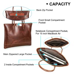 CONTACT'S Genuine Leather Tote Business Bag for Men Briefcase Portfolio Bag A4 Document Bag Tote Laptop Bags for 15" Macbook Air