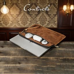 CONTACT'S Genuine Leather Laptop Case Macbook Pro 14.2 Inch Tablet Handbag Daily Office Businesses Gift Laptop Bags