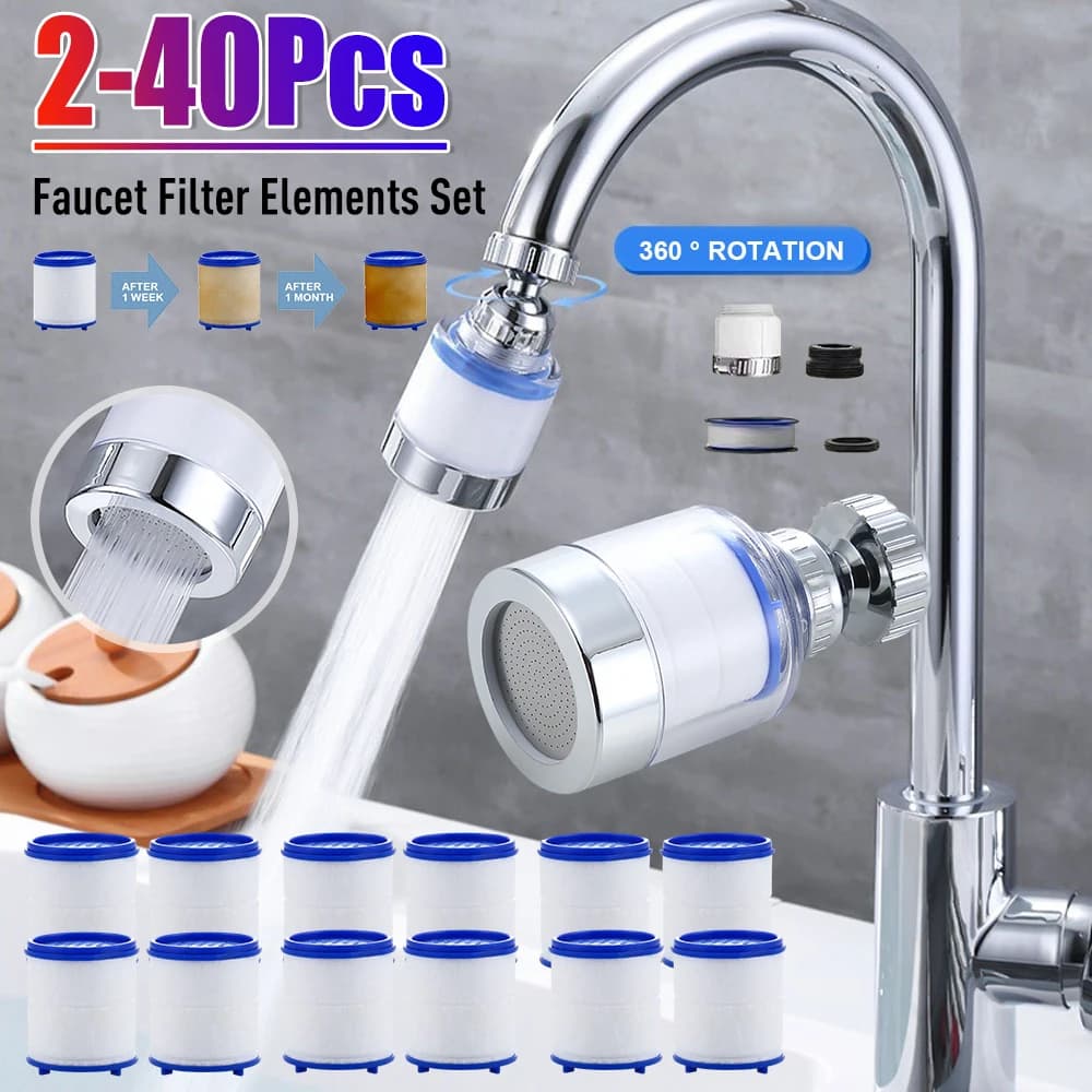 Kitchen Faucet Water Filter Pressurized Sink Filter Water Purifier 360° Tap Splash Proof Faucet Aerator Extender for Bathroom