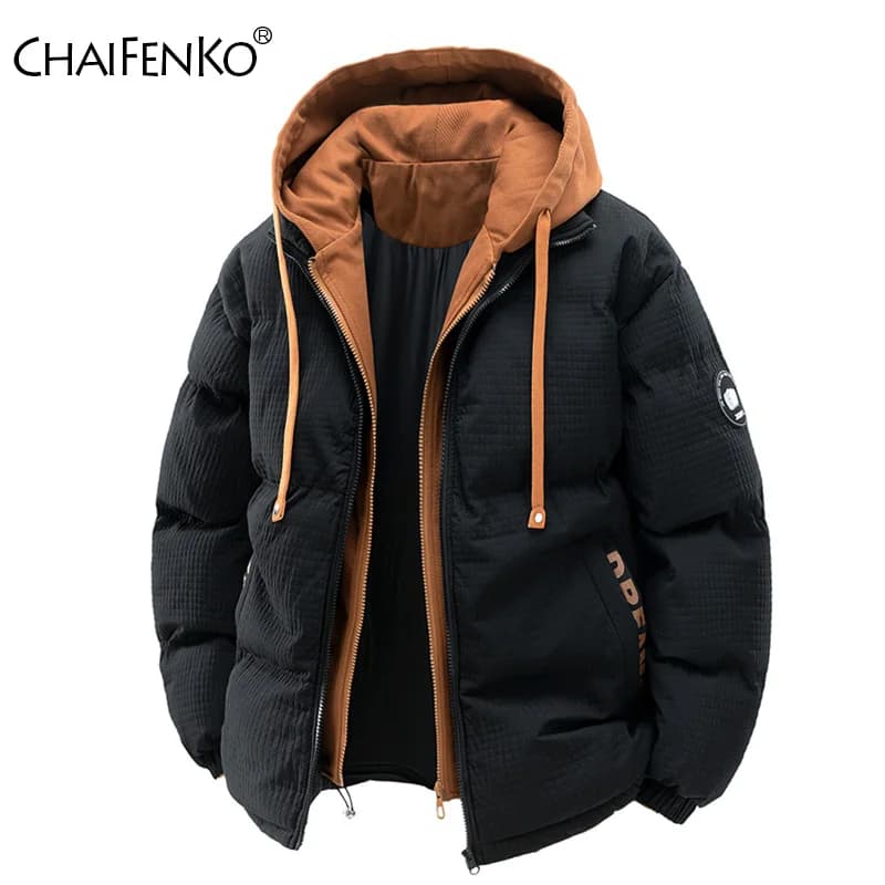 New Fashion Hooded Casual Men Coat Winter Windproof Thicken Solid Parka Outdoors Loose Simplicity Comfort Keep Warm Jacket Men