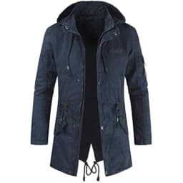 Men Long Cargo Parka Men's Spring Military Full-Zip Removable Hooded Cotton Mid-Long Parka Jacket Fleece Lined Plush Warm Coat