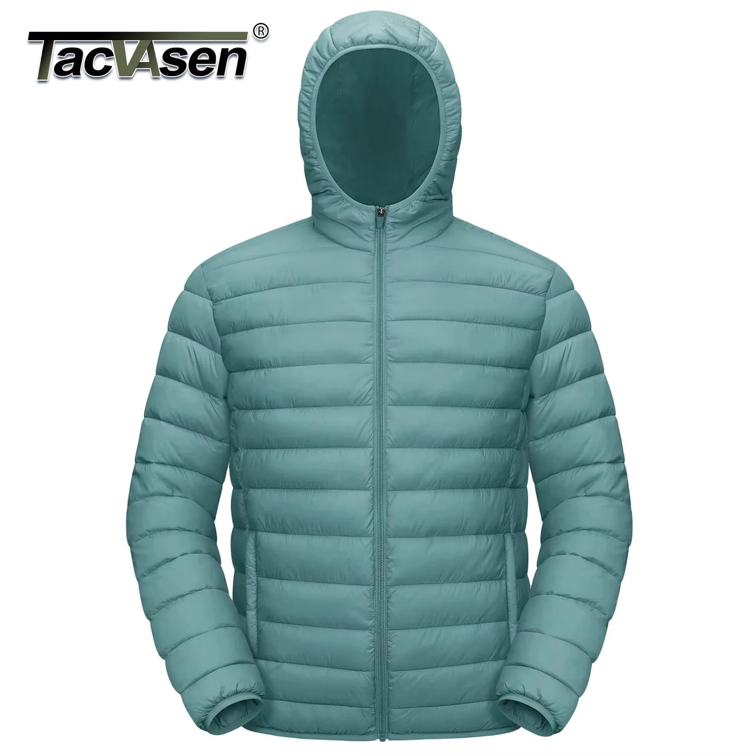 TACVASEN Mens Winter Quilted Puffer Jackets Lightweight Padding Waterproof Jackets Hooded Insulated Warm Outdoor Work Male Coats