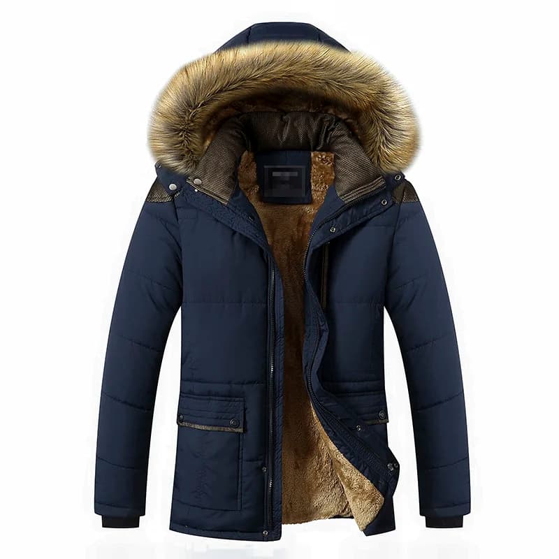 Fleece Parkas Men Waterproof Hooded Fur Collar Parka Jacket Coat Men Autumn Fashion Casual Parkas Men 2023 Winter New Warm Thick