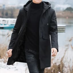 Men Black Hooded Windbreaker Outwear Warm Jacket Fleece Parka Coat Fleece Jacket Long Parkas 8XL New Plus Size Men's Winter