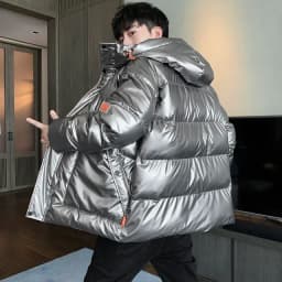 Casual Men's Thickened Parka Windproof Fashion Shiny Coats Men Hood Warm Hip HOP Winter Overcoat Men's Cotton-padded Parkas
