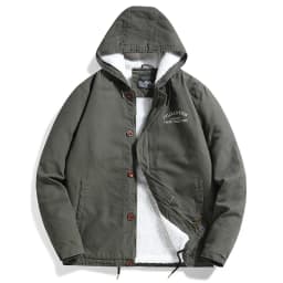 Men's Fleece Jacket Hooded Parkas Lamb Fur Lining Men's Winter Jackets Plush Men's Cold Jacket Thickening Motorcycle Jacket