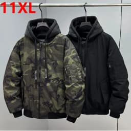 Autumn Winter Men's Retro False Two-Piece Camouflage Jacket - Plus Size Thickened Warm Casual Cotton Coat