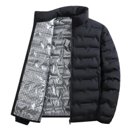 Outdoor Windproof Outerwear Winter Casual Warm Men Fleece-lined Jacket Solid Color Thicken Male Fashion Stand Collar Coats