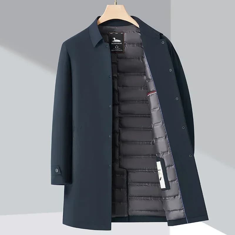 Clothes Thick Warm Coat Winter Business Casual Mid-length Lapel Coat Mens High-end Down Jacket White Duck Down Parka Luxury Male