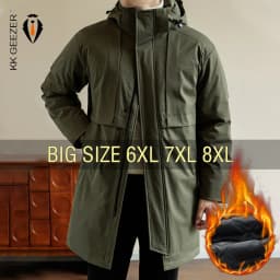 Winter Jackets Men Padded Warm Long Cotton Coats Plus Size 6XL 7XL 8XL Oversize Windbreak Hooded Black Autumn Pockets Loose Male