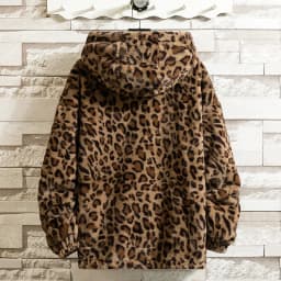 Retro Leopard Print Harajuku Hip Hop Style Loose Fleece Lined Thickened Hooded Warm Cotton Jacket Autumn Winter Polyester Fiber