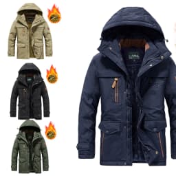 Winter Men's Parkas Cotton-padded Jacket Men Extra Warmth Extra Fat Medium Long Multi-pocket Cotton-padded Jacket Winter Coats