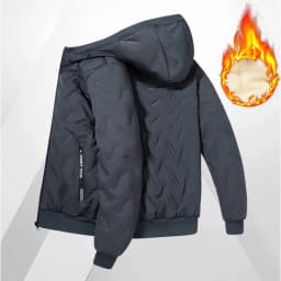 Men's Warm Fleece Lined Hooded Jacket Winter Zipper Pocket Jackets Outdoor Sports Coat Leisure Workwear Clothes Windproof Jacket