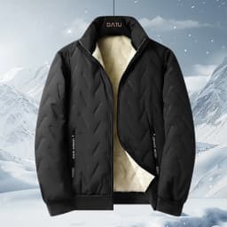 Men's Warm Fleece Lined Hooded Jacket Winter Zipper Pocket Jackets Outdoor Sports Coat Leisure Workwear Clothes Windproof Jacket