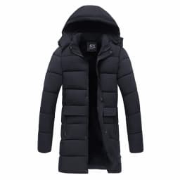 Men's Winter Detachable Hat Warm Fleece Jacket Parkas Casual Hooded Thick Cotton Jacket Medium Long Waterproof Thermal Parka