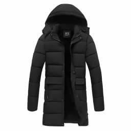Men's Winter Detachable Hat Warm Fleece Jacket Parkas Casual Hooded Thick Cotton Jacket Medium Long Waterproof Thermal Parka
