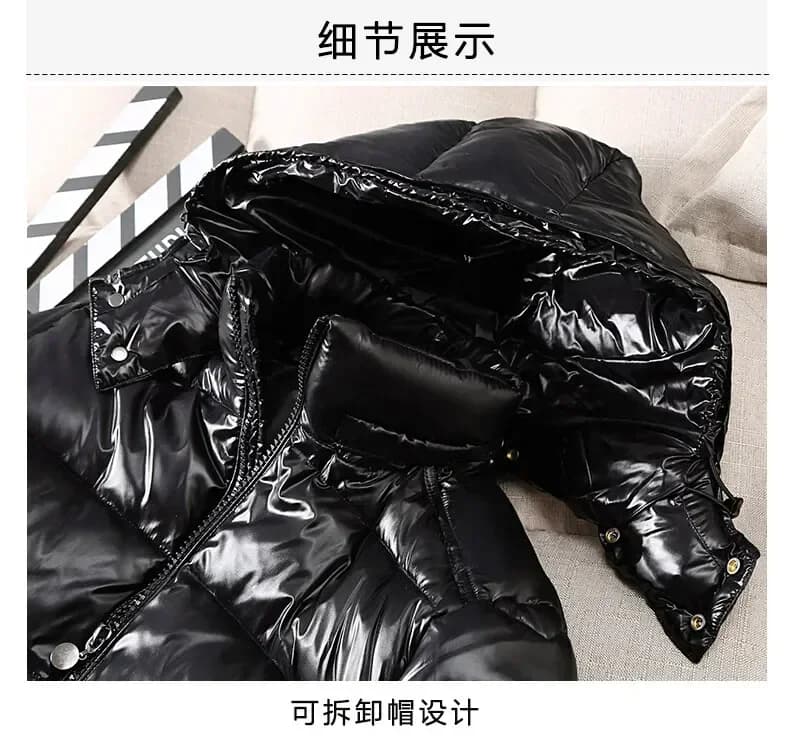 Thick Parka Jacket Men Glossy Male Parkas Plus Size Thick Windproof Jacket Coat Unisex Winter Fashion Solid Color Hooded Parkas