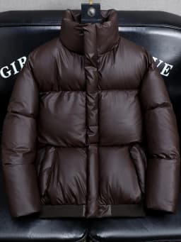 2025 Winter Men's Thickened down Cotton Jacket PU Leather Cold Resistance Warm Fashionable City Style Long Sleeve Regular Fit