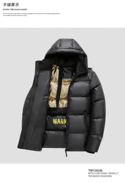 Men's Fashion New Parkas Streetwear Winter Men Parkas Thicken Warm Coat Men's Solid Color Parkas Coat Mens Glossy Black Jackets