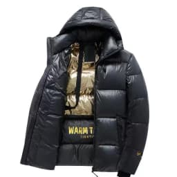 Men's Fashion New Parkas Streetwear Winter Men Parkas Thicken Warm Coat Men's Solid Color Parkas Coat Mens Glossy Black Jackets