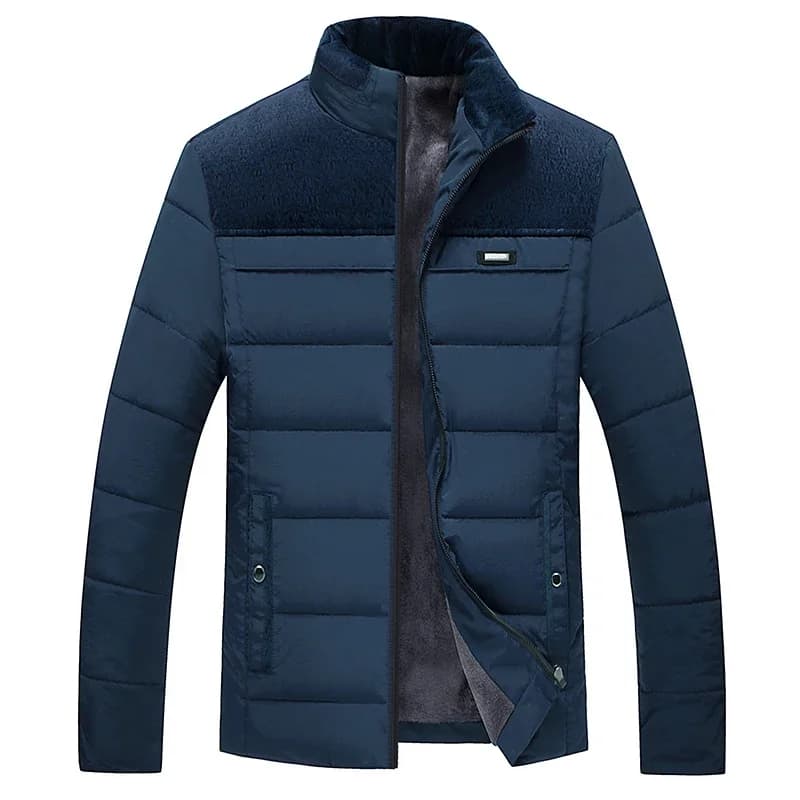Plush Thickened Parkas Stand Collar Jacket Fashion Coat Padded Overcoat for Men Men's Parker Coat Warm Thick Zipper Winter Men's