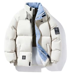 Male Solid Color Stand Collar Cotton Jacket Men Windproof Winter Thick Warm Parka Coat Men's Cotton Coat Thick Mens Warm Clothes