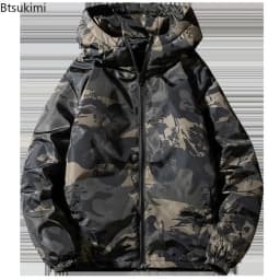 Men's Camouflage Parkas Jacket Autumn Winter Thickened Warm Waterproof Jacket Outdoor Hiking Fishing Hooded Cotton-padded Coats